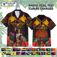 Custom Photo Papua New Guinea Provinces Hawaiian Shirt Flag With Polynesian Tropical Flowers - Polynesian Pride