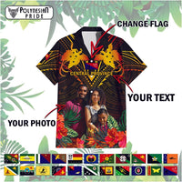 Custom Photo Papua New Guinea Provinces Hawaiian Shirt Flag With Polynesian Tropical Flowers CTM14 - Polynesian Pride
