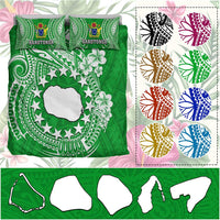 Custom Cook Islands Bedding Set Islands Map Plumeria With Polynesian Tattoo