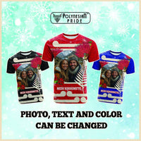 Custom Photo Kia Ora New Zealand T Shirt Pohutukawa Kiwi Santa Meri Kirihimete