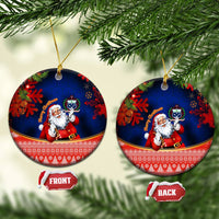 Custom Polynesian Ceramic Ornament Happy Santa Claus With Coat Of Arms
