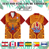 Custom French Polynesia Hawaiian Shirt Five Groups Of Islands Flag Plumeria Polynesian Tribal