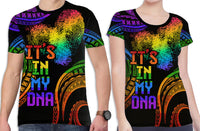 Personalised It's in my DNA Polynesian Valentine Day Couple T Shirt Fingerprint with Color Pride Flag LT9 - Polynesian Pride