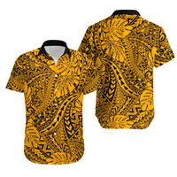 Hawaii Couples Matching Mermaid Dress and Hawaiian Shirt - Gold Polynesian Tribal Art LT14