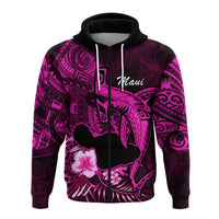 Hawaii Islands Hoodie Maui Map Hawaiian Shark With Tropical Flowers LT14 - Polynesian Pride
