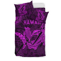 Hawaii Shark and Turtle Bedding Set With Purple Kakau LT9 - Polynesian Pride