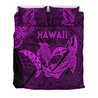 Hawaii Shark and Turtle Bedding Set With Purple Kakau LT9 - Polynesian Pride