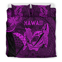 Hawaii Shark and Turtle Bedding Set With Purple Kakau LT9 - Polynesian Pride