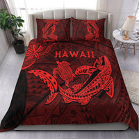 Hawaii Shark and Turtle Bedding Set With Red Kakau LT9 Red - Polynesian Pride