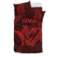 Hawaii Shark and Turtle Bedding Set With Red Kakau LT9 - Polynesian Pride