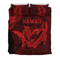 Hawaii Shark and Turtle Bedding Set With Red Kakau LT9 - Polynesian Pride