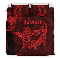 Hawaii Shark and Turtle Bedding Set With Red Kakau LT9 - Polynesian Pride