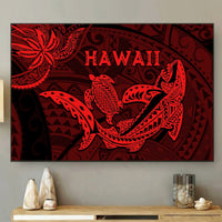 Hawaii Shark and Turtle 5 Pieces Canvas Wall Art With Red Kakau LT9 No Frame Red - Polynesian Pride