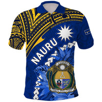 Nauru Coat of Arms Polo Shirt Polynesian With Frigatebird LT9 Adult Blue - Polynesian Pride