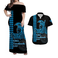 Hawaii Matching Dress and Hawaiian Shirt King Kamehameha Day Blue LT6 Blue - Polynesian Pride
