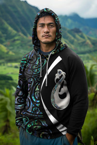 Maori Manaia Paua Shell Hoodie - Customized Circle Style
