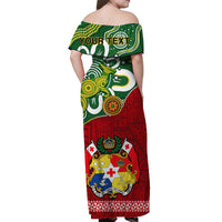 Personalised Australia Tonga Matching Dress and Hawaiian Shirt Aboriginal Mix Tongan Ngatu Unique LT14 - Polynesian Pride