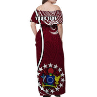 Personalised Cook Islands Matching Hawaiian Shirt and Dress June 15 Mangaia Gospel Day Maroon Version LT14 - Polynesian Pride