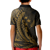 Kosrae State Polo KID Shirt - Gold Wings Style RLT7 - Polynesian Pride