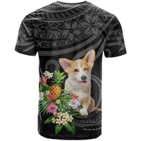 Custom Polynesian Dog T Shirt Corgi Mixed Tropical Flowers LT9 - Polynesian Pride