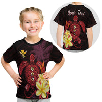 (Custom Personalised) Hawaii Turtle T Shirt Kid Hawaiian Flowers Version Red Elegant LT13 Youth XL Size14 - Polynesian Pride