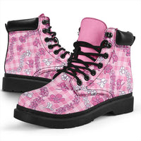 Alaka Aloha Hawaii All Season Boots Plumeria Lei With Palaka Motif LT14 - Polynesian Pride