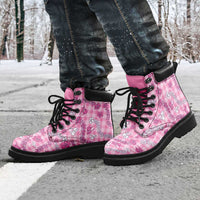 Alaka Aloha Hawaii All Season Boots Plumeria Lei With Palaka Motif LT14 - Polynesian Pride
