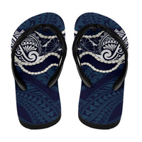 Aloha Hawaii Kalo Pikake Lei Flip Flops Chest Tattoo Oxford Blue Hawaiian Pattern