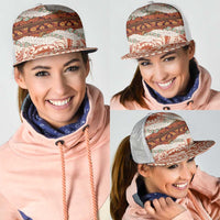 Aloha Hawaii Mikioi Lei Mesh Trucker Cap Cattail Red Tropical Flower Pattern - Polynesian Pride