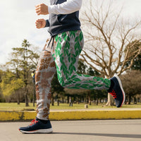 Aloha Hawaii Palaka Tuberose Lei Jogger Pants Hawaiian Quilt Seamless Style - Polynesian Pride