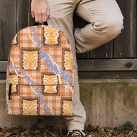 Aloha Hawaii Tiki Palaka Motifs Backpack Honohono Lei Orange Elegant Vibes