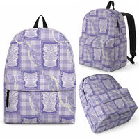 Aloha Hawaii Tiki Palaka Motifs Backpack Honohono Lei Purple Elegant Vibes