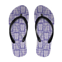Aloha Hawaii Tiki Palaka Motifs Flip Flops Honohono Lei Purple Elegant Vibes