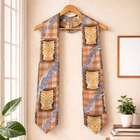 Aloha Hawaii Tiki Palaka Motifs Graduation Stole Honohono Lei Orange Elegant Vibes