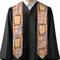 Aloha Hawaii Tiki Palaka Motifs Graduation Stole Honohono Lei Orange Elegant Vibes