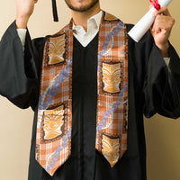 Aloha Hawaii Tiki Palaka Motifs Graduation Stole Honohono Lei Orange Elegant Vibes