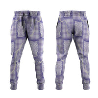 Aloha Hawaii Tiki Palaka Motifs Jogger Pants Honohono Lei Purple Elegant Vibes