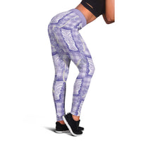 Aloha Hawaii Tiki Palaka Motifs Leggings Honohono Lei Purple Elegant Vibes