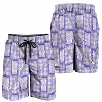 Aloha Hawaii Tiki Palaka Motifs Shorts for Men Honohono Lei Purple Elegant Vibes