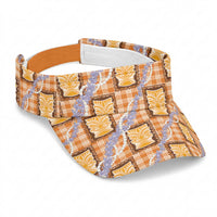 Aloha Hawaii Tiki Palaka Motifs Sun Visor Cap Honohono Lei Orange Elegant Vibes