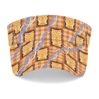 Aloha Hawaii Tiki Palaka Motifs Sun Visor Cap Honohono Lei Orange Elegant Vibes