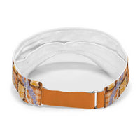 Aloha Hawaii Tiki Palaka Motifs Sun Visor Cap Honohono Lei Orange Elegant Vibes