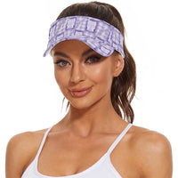 Aloha Hawaii Tiki Palaka Motifs Sun Visor Cap Honohono Lei Purple Elegant Vibes