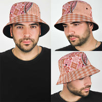 Aloha Vintage Palaka Floral Hawaiian Quilt Bucket Hat Ulaula Motif - Polynesian Pride