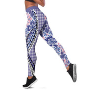 Aloha Vintage Palaka Floral Hawaiian Quilt Leggings Poni Motif - Polynesian Pride