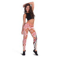 Aloha Vintage Palaka Floral Hawaiian Quilt Leggings Ulaula Motif - Polynesian Pride