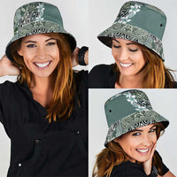 Aloha Vintage Plumeria Hawaiian Tapa Pattern Bucket Hat Dark Turquoise Hawaiian Tapa Pattern - Polynesian Pride
