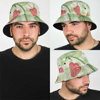 Anthurium Pikake Ti Leaf Palaka Bucket Hat Green Version