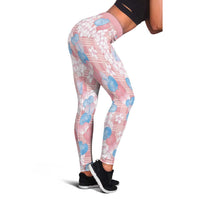 Anthurium Plumeria Lei Pastel Leggings Pink Hawaiian Splendid Palaka