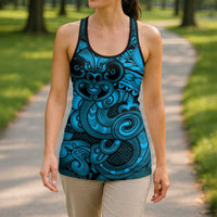 Aotearoa Maori Hei Tiki Hollow Tank Top Kikorangi Kowhaiwhai Puhoro Motif